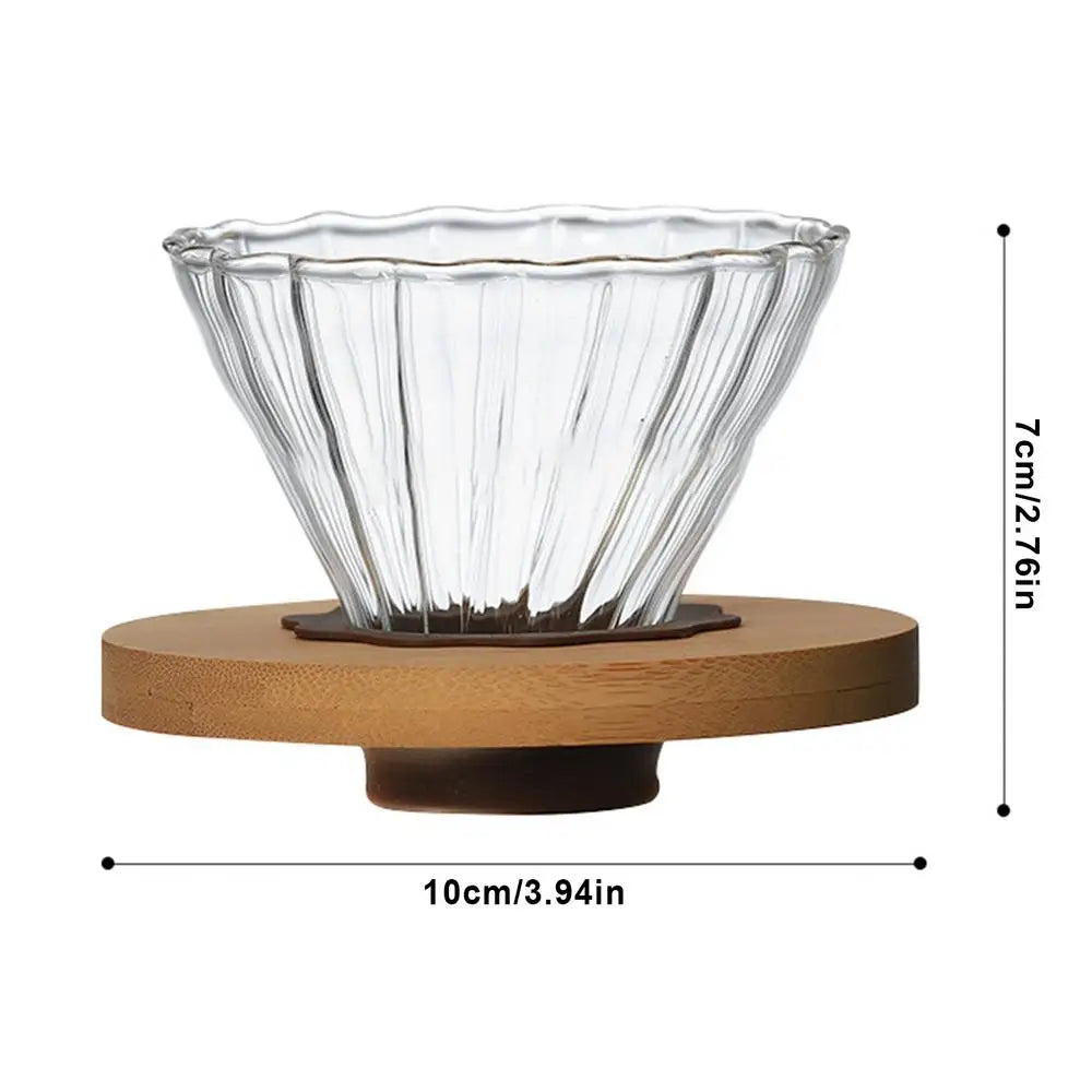 Coffee Dripper Clear Glass Pour Over Coffee Cone With Stand Coffee Funnel Single Cup Pour Over Hand Brewed Coffee Filter Cup For