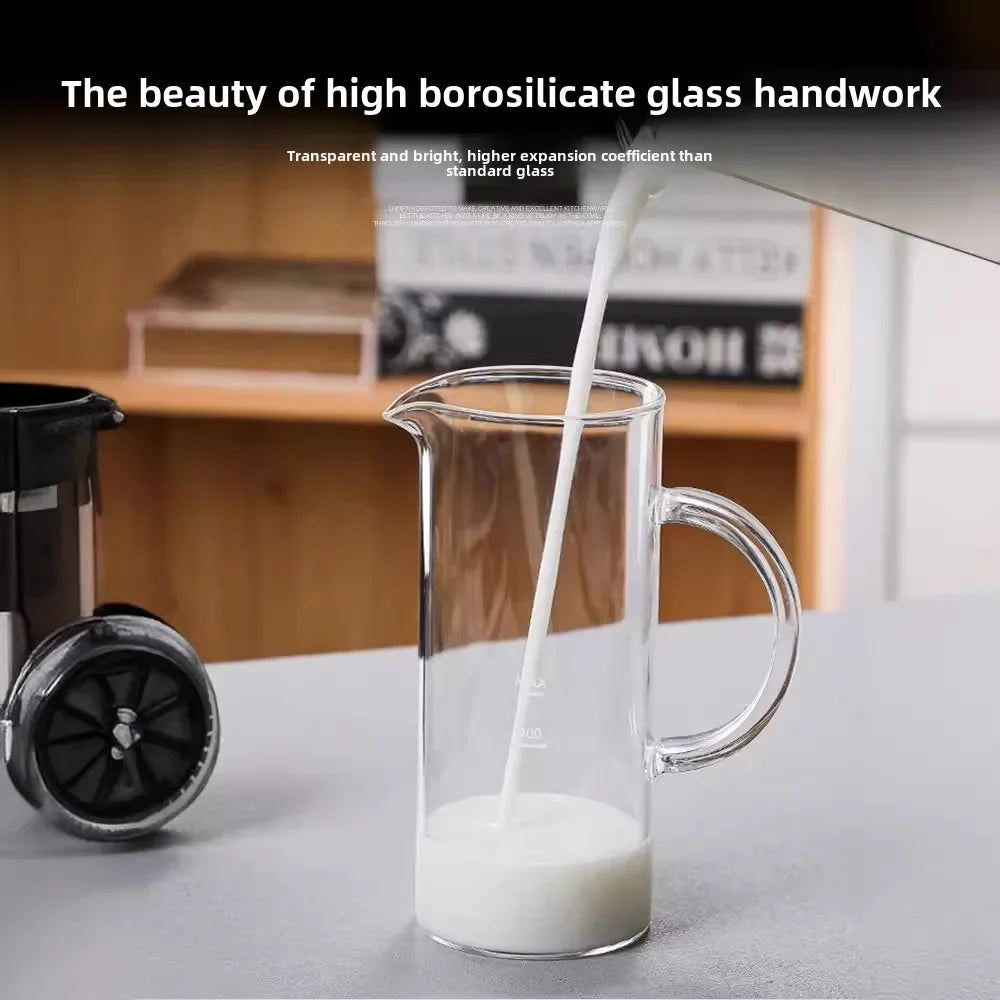 Glass Milk Frother,Handheld Manual Milk Frother with Thickened Handle,Portable DIY Foam Maker for Lattes,Cappuccinos & Coffee
