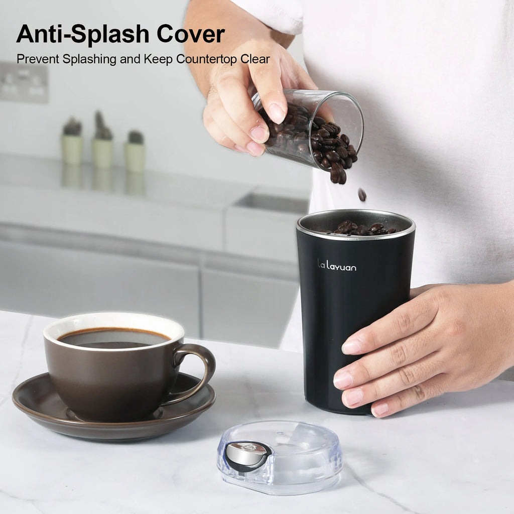 Coffee Bean Grinder Electric, Food Processor, Food Mixer, 200W Powerful Spice Grinder Electric, 12 Cups/2.7oz,with Brush,Black