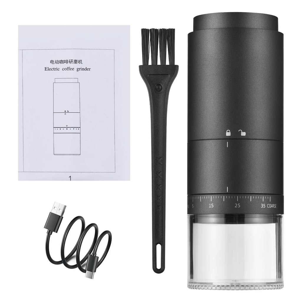 Portable Coffee Bean Grinder with 38 Grinding Setting Digital Power Display 5 Blades Ceramic Conical Burr One Button Start
