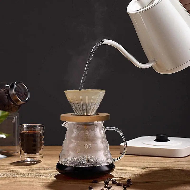 Coffee Dripper Clear Glass Pour Over Coffee Cone With Stand Coffee Funnel Single Cup Pour Over Hand Brewed Coffee Filter Cup For