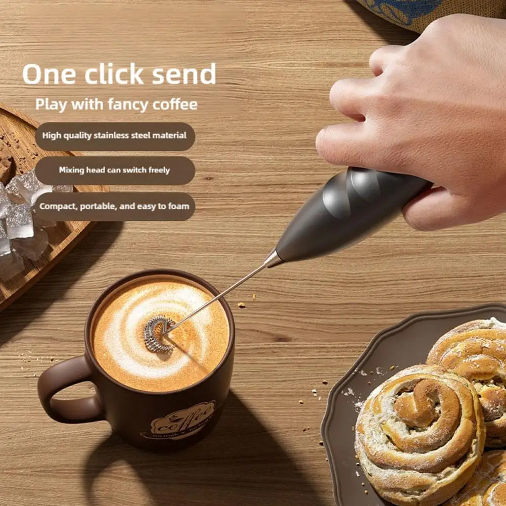 Milk Frother Handheld Foam Maker For Latte Mini Whisk Coffee Cappuccino Frappe Matcha Hot Chocolate Egg Beater Electric Mixer