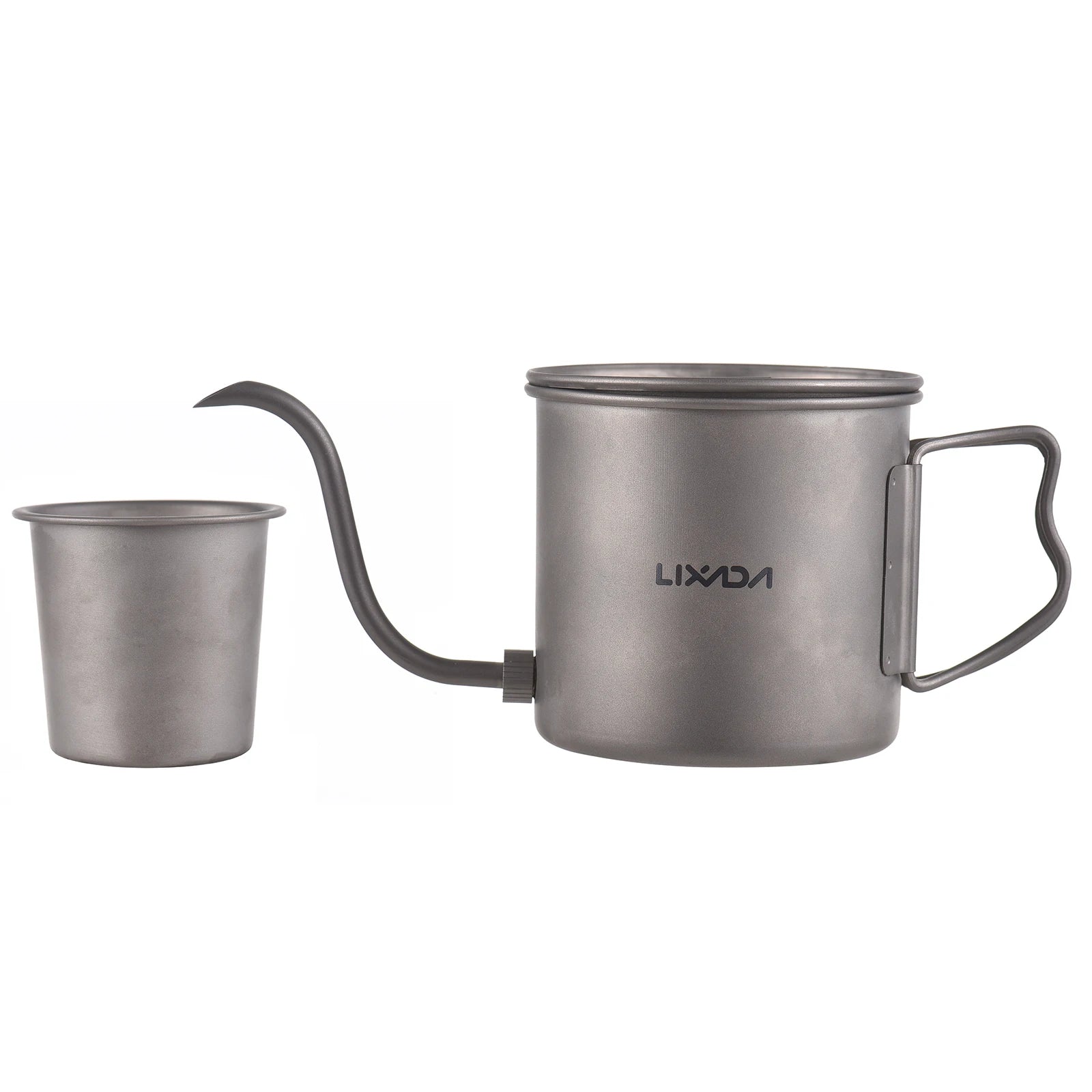400ml Pour Over Kettle Gooseneck Coffee Kettle Ti Folding Handle  Kettle with Lid and Beer Cup Gooseneck Pour Over Kettle