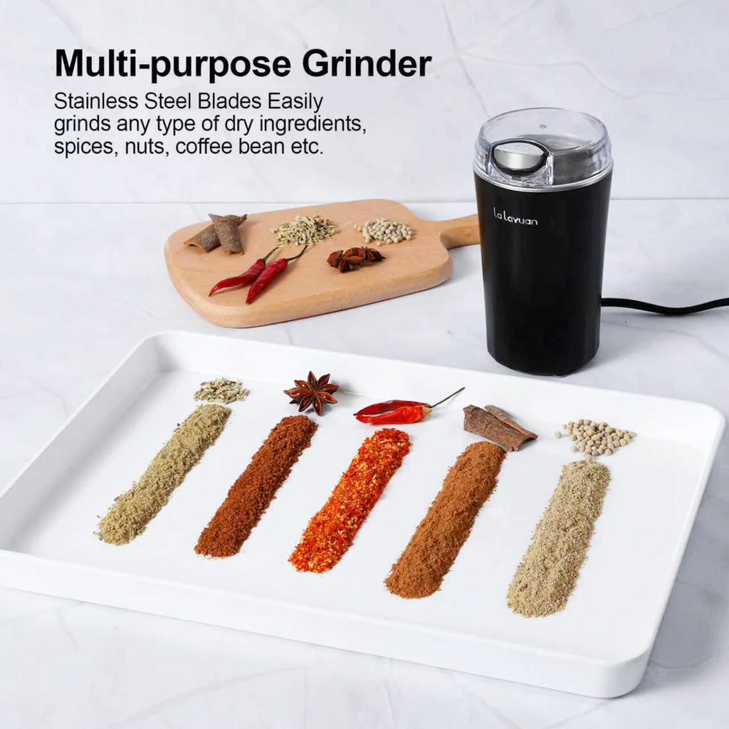 Coffee Bean Grinder Electric, Food Processor, Food Mixer, 200W Powerful Spice Grinder Electric, 12 Cups/2.7oz,with Brush,Black