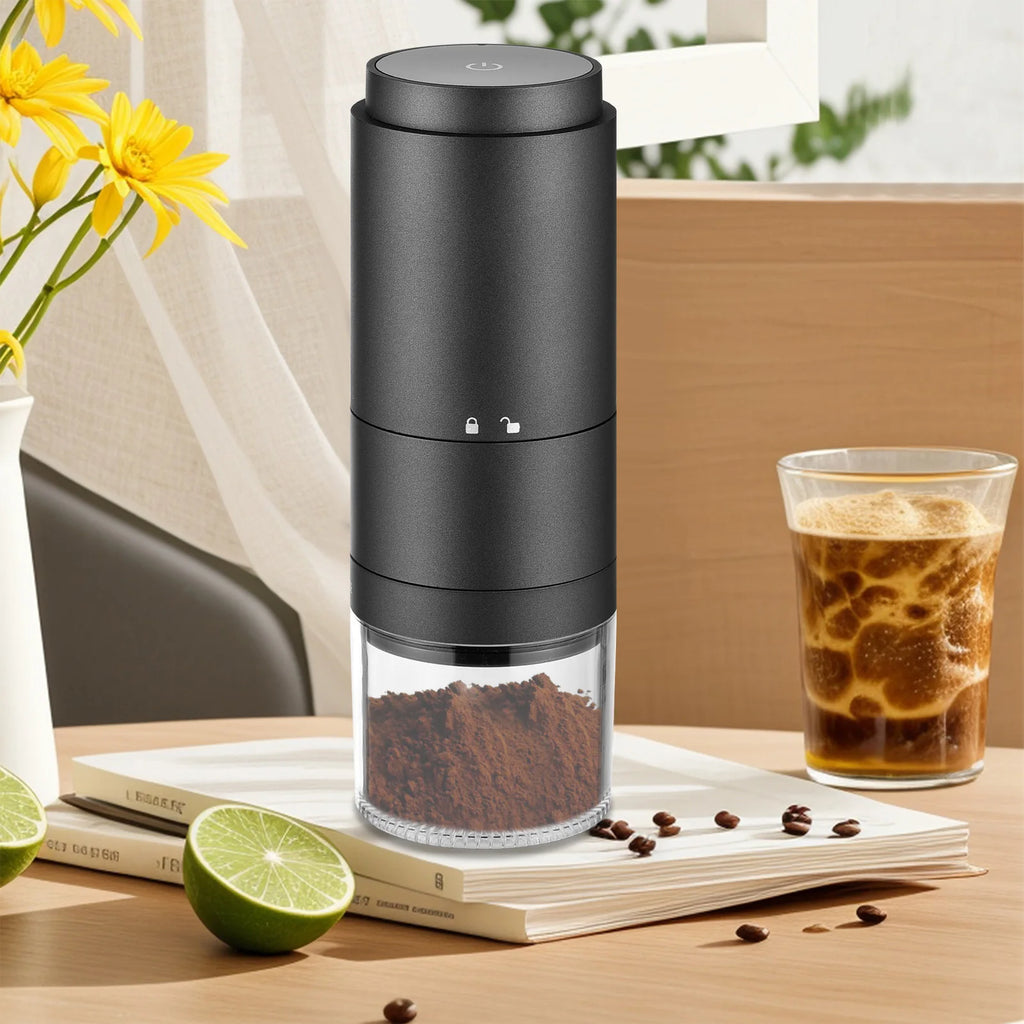 Portable Coffee Bean Grinder with 38 Grinding Setting Digital Power Display 5 Blades Ceramic Conical Burr One Button Start