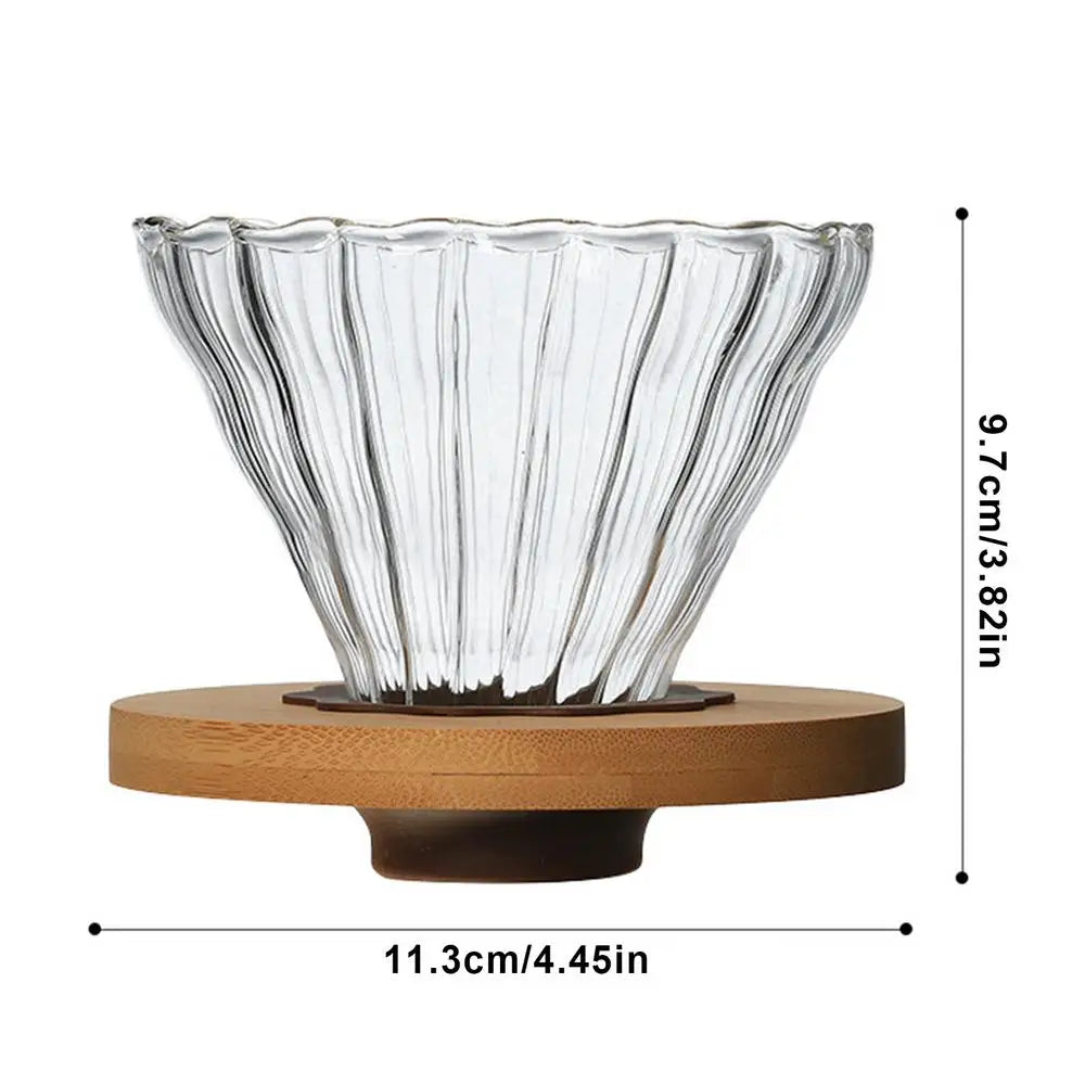 Coffee Dripper Clear Glass Pour Over Coffee Cone With Stand Coffee Funnel Single Cup Pour Over Hand Brewed Coffee Filter Cup For
