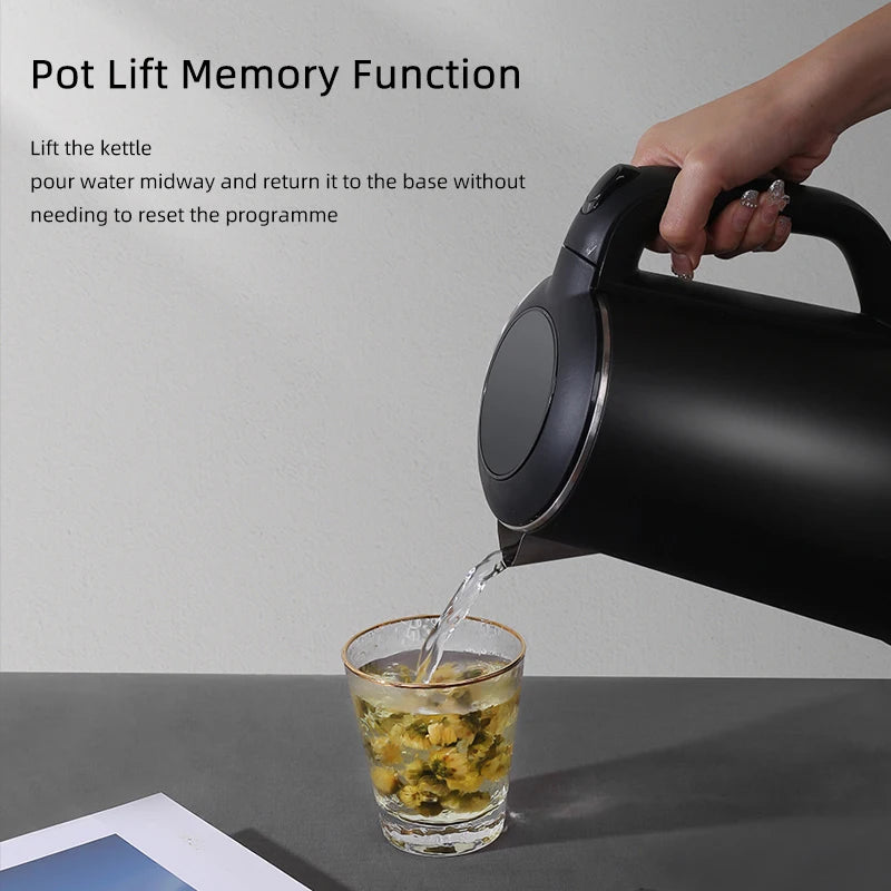 Electric Kettle 1.6L Large Capacity Thermostatic Kettle Automatic Heat Preservation Teapot 304 Stainless Steel Liner Health Pot