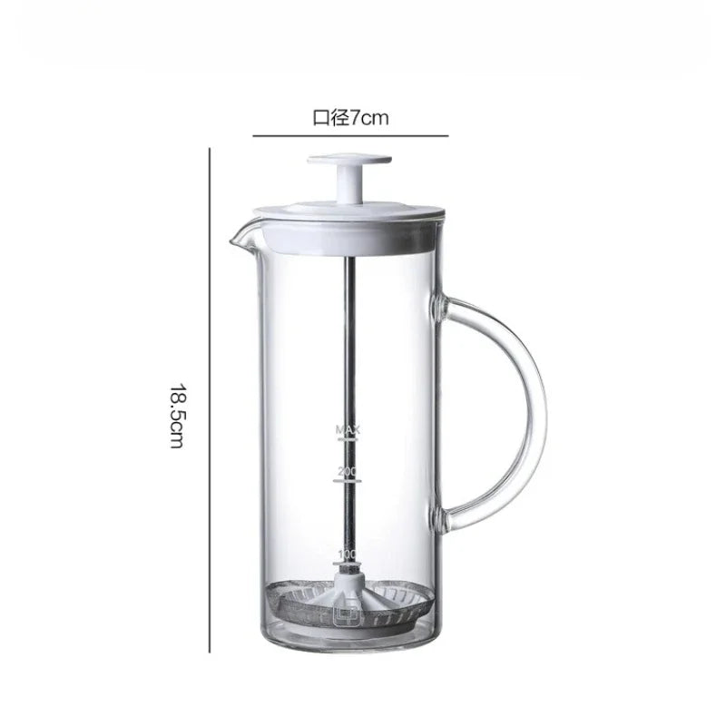 Glass Milk Frother,Handheld Manual Milk Frother with Thickened Handle,Portable DIY Foam Maker for Lattes,Cappuccinos & Coffee